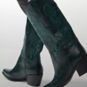 NEW Jeffery Campbell Dagget Western Embroidered Boots Dark Forest Green Rare
